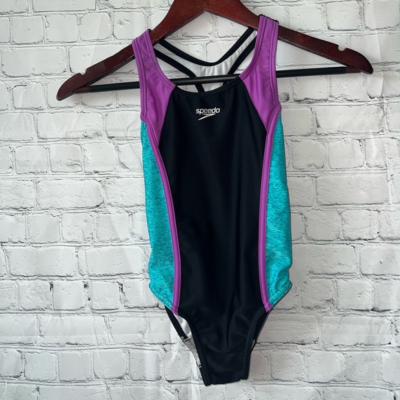 Speedo Other - speedo black, purple & blue one piece swimsuit size S